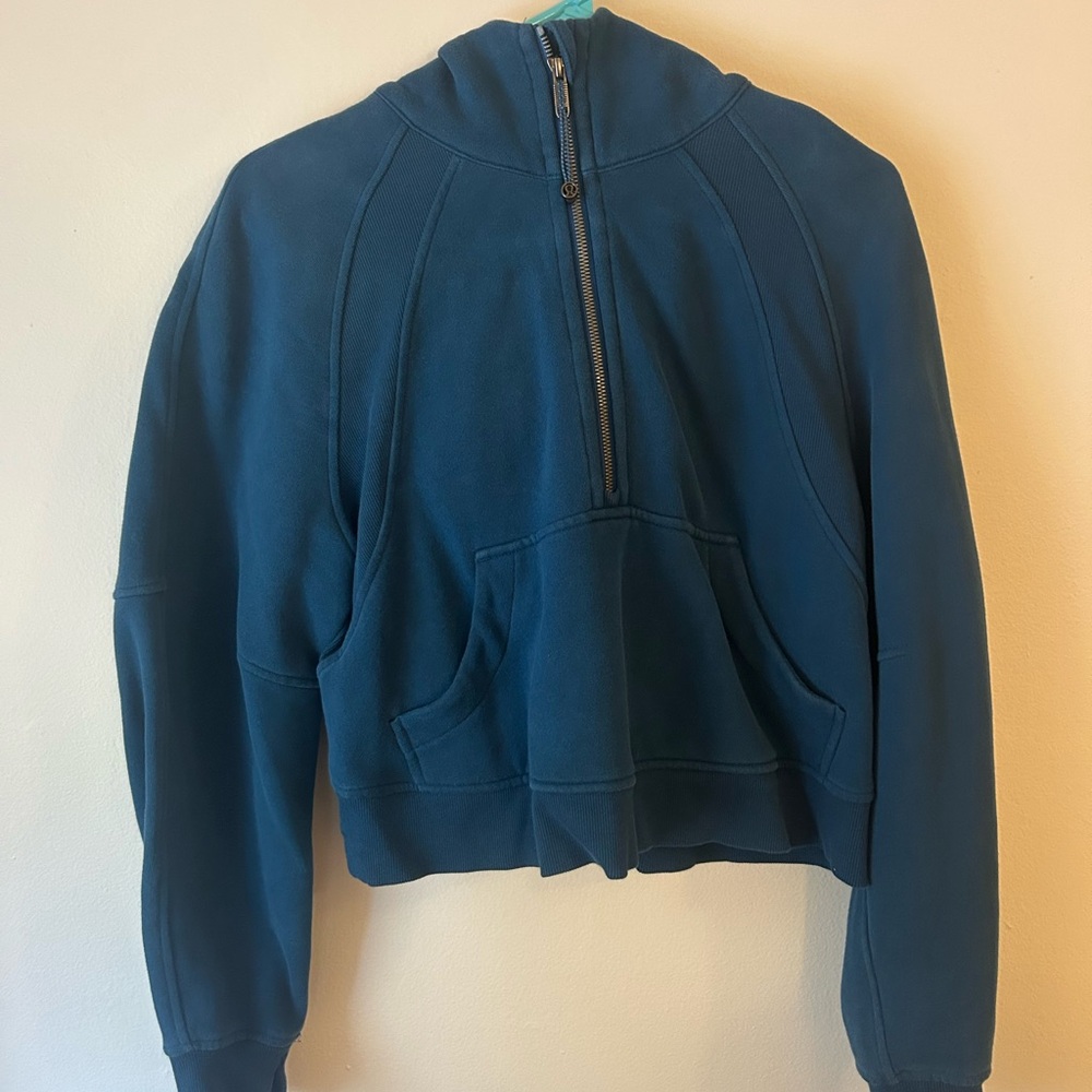 Lululemon Athletica Blue Borealis 1/2 Zip scuba hoodie